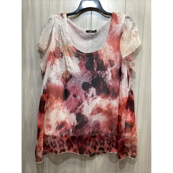 Apt. 9 Tops - APT 9 Women's (Size 2X) Short‎ Sleeve Round Neck Lined Shirt Sequin Accent